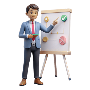 impressive rustic Man Presenting Business Plan on Whiteboard Isolated 4K png