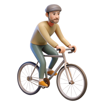 impressive contemporary Man Riding Bicycle Side View Isolated high quality png