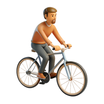 serene creative Man Riding Bicycle Side View Isolated high quality png