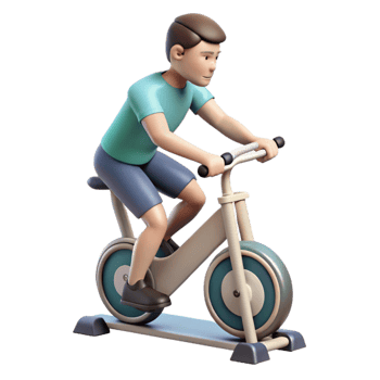 extraordinary artistic Man Riding Stationary Bike Side View Isolated detailed png