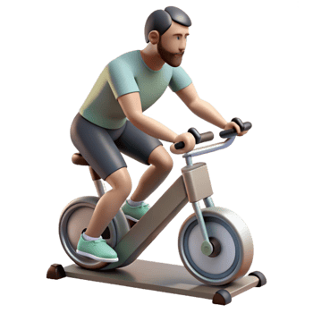 magnificent artistic Man Riding Stationary Bike Side View Isolated exclusive png
