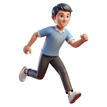 vibrant modern Man Running Forward Motion Blur Isolated original png