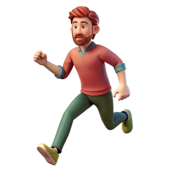 vibrant rustic Man Running Forward Motion Blur Isolated original png