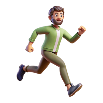 elegant traditional Man Running Forward Motion Blur Isolated authentic png