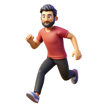 wonderful minimalist Man Running Front View Isolated Cutout 4K png