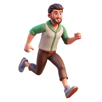 wonderful vintage Man Running on Trail Transparent Background 4K png