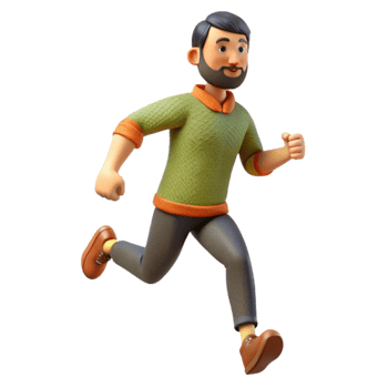 vibrant traditional Man Running on Trail Transparent Background 4K png