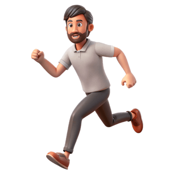 serene artistic Man Running Cutout with Determined Expression 4K png