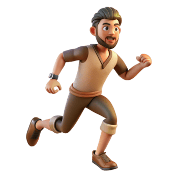 beautiful creative Man Running Cutout with Determined Expression genuine png