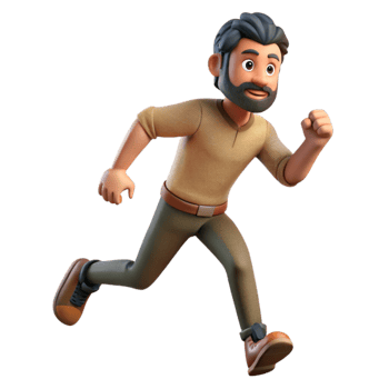 vibrant minimalist Man Running Cutout with Determined Expression high resolution png