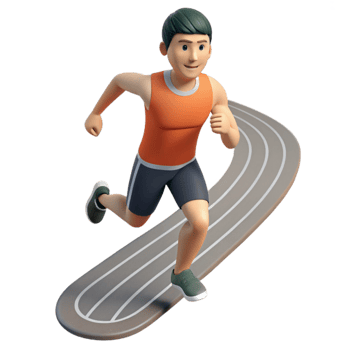 wonderful vintage Man Running Track Top View Isolated detailed png