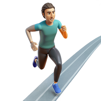 dramatic abstract Man Running Track Top View Isolated professional png