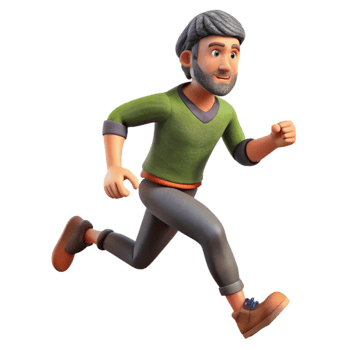 stunning artistic Man Running Uphill Isolated high quality png