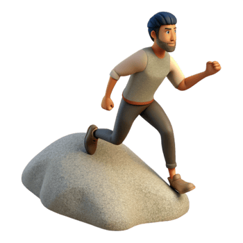 serene traditional Man Running Uphill Isolated high quality png