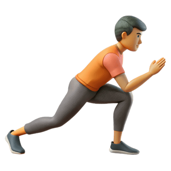 serene rustic Man Stretching Hamstring Side View Transparent Background authentic png