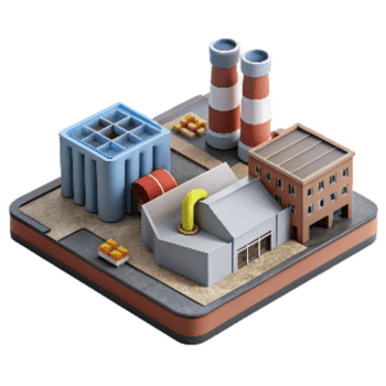vibrant vintage Manufacturing Plant Aerial View Cutout premium png
