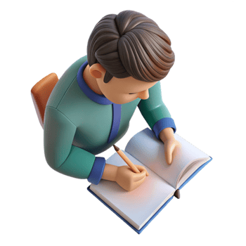 serene vintage Man Writing in Notebook Close Up Transparent original png