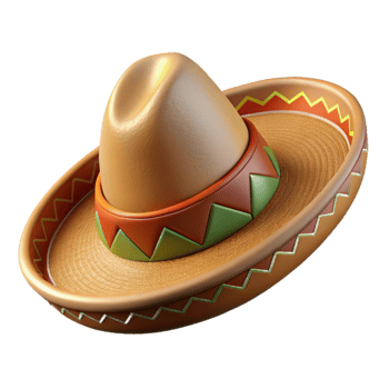 magnificent minimalist Mariachi Hat Wide Brimmed Embroidered Design Isolated 4K png
