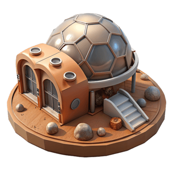 serene modern Mars Colony Habitat with Dome Transparent Background high quality png
