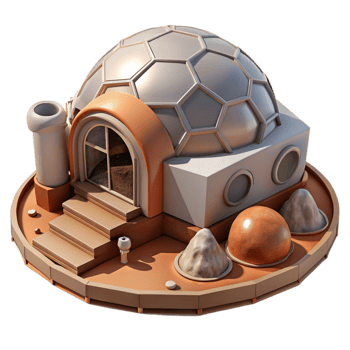 stunning contemporary Mars Colony Habitat with Dome Transparent Background high resolution png