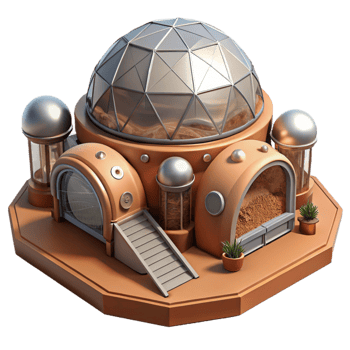 magnificent rustic Mars Colony Habitat with Dome Transparent Background original png