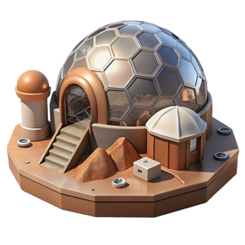 serene artistic Mars Colony Habitat with Dome Transparent Background exclusive png
