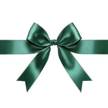 Elegant green ribbon bow isolated on a clean transparent background perfect for gift wrapping and decorative purposes, green ribbon bow isolated on transparent background png