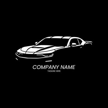 logo silhouette a sport car with a black background vector