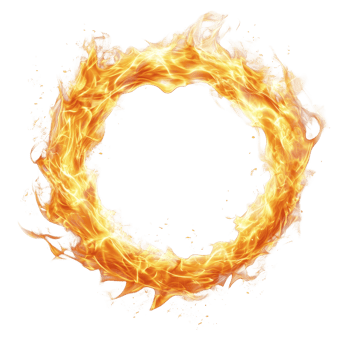 Realistic two round fire flames on a clean transparent background creating a striking visual effect, Realistic tworound fire flame transparent background. Round fire flame transparent background png
