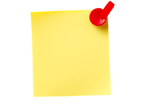 Blank yellow sticky note with red pushpin. png