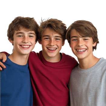 Three happy teenage boys enjoying a joyful moment together on a transparent background, Three Happy Teen Boys Friends on transparent background png