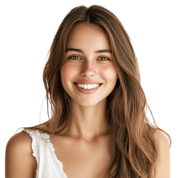 Young woman with a radiant smile isolated on a transparent background, showcasing natural beauty and confidence, natural smiling young woman isolated on transparent background png