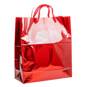 Red shopping bag isolated on a transparent background perfect for retail or personal use during any shopping occasion, Red shopping bag isolated on transparent background png