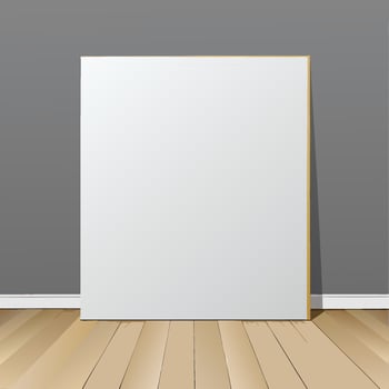 Minimalist Mockup White Blank Concrete Wall with Wooden Floor vector