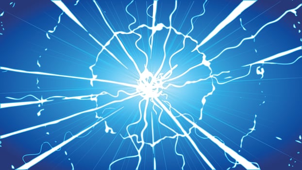 Bright Electric Lightning Energy Explosion on Blue Background vector