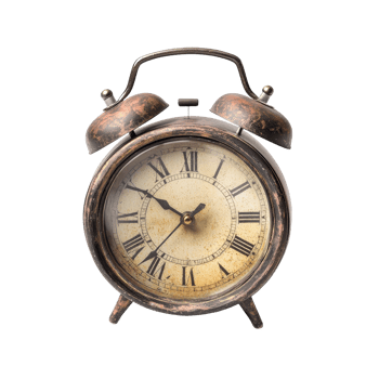 A vintage table alarm clock highlighting classic design and lasting charm in a minimalistic setting, vintage table alarm clock, file of isolated object with shadow on transparent background png
