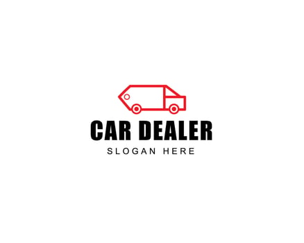 Automobile buying service logo design. Car dealership design. Automotive line art with price tag logotype vector