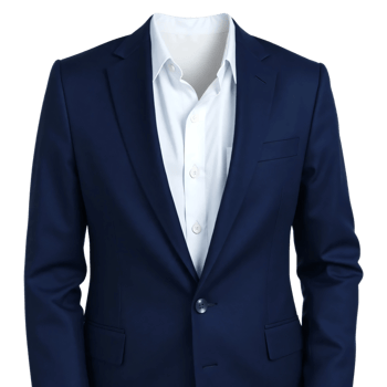 A blue suit with white shirt and collar png