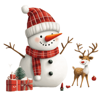 Charming December Christmas calendar featuring a snowman, reindeer, and festive decorations, 25 December christmas Calendar with Snowman and reindeer on transparent background png