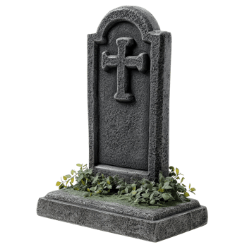 Eternal rest Halloween tombstone with cross design isolated on a transparent background for spooky decorations, Eternal Rest Halloween Tombstone Isolated on transparent background png