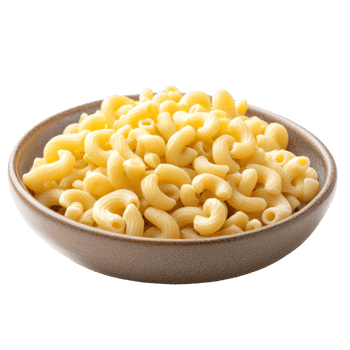Dry macaroni served in a simple plate against a clean transparent background showcasing its unique shape and texture, dry macaroni in a plate on transparent background png