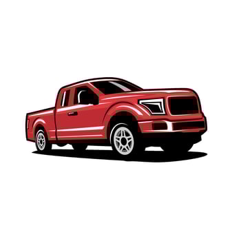red pickup truck illustration from side design art vector