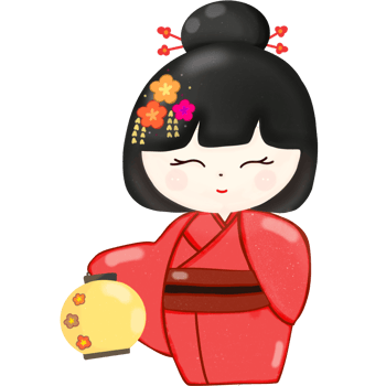 Japanese Wooden Dolls in a row png