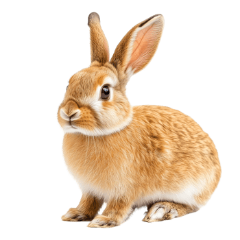 A cute rabbit poses on a clean transparent background, showcasing its soft fur and lively expression with ears perked up, rabbit isolated on transparent background png