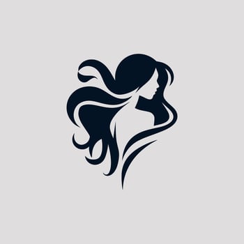 Elegant dark navy silhouette of a woman's profile with flowing hair vector