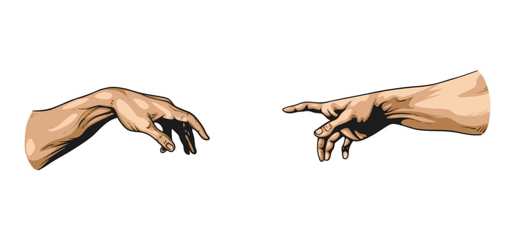 Two hands reaching out to each other vector