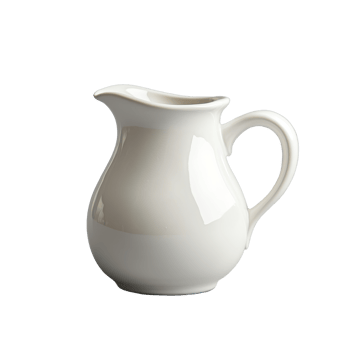 Elegant transparent milk jug isolated against a neutral background, perfect for serving desserts and drinks on any table, Milk or cream jug isolated png