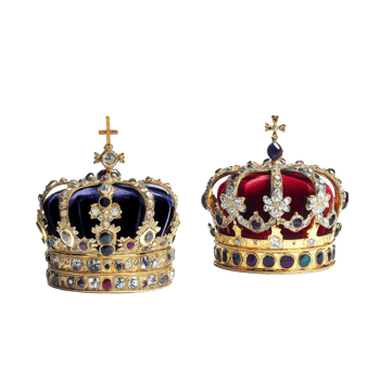 Jewelled royal crowns on a plain transparent background showcase elegance and historical significance, Royal Crowns on transparent background png