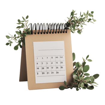 Table calendar for November displayed with green foliage on a clean transparent background, table calendar 2023 november isolated on transparent background png