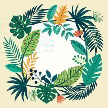 Tropical Frame Adorned with Intricate Hand Drawn Leaves and Elegant Lettering vector